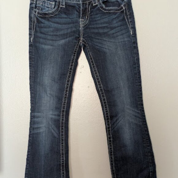 Miss Me Boot Cut Dark Wash Blue Jeans, Girls  (26”x25”) - Picture 7 of 9